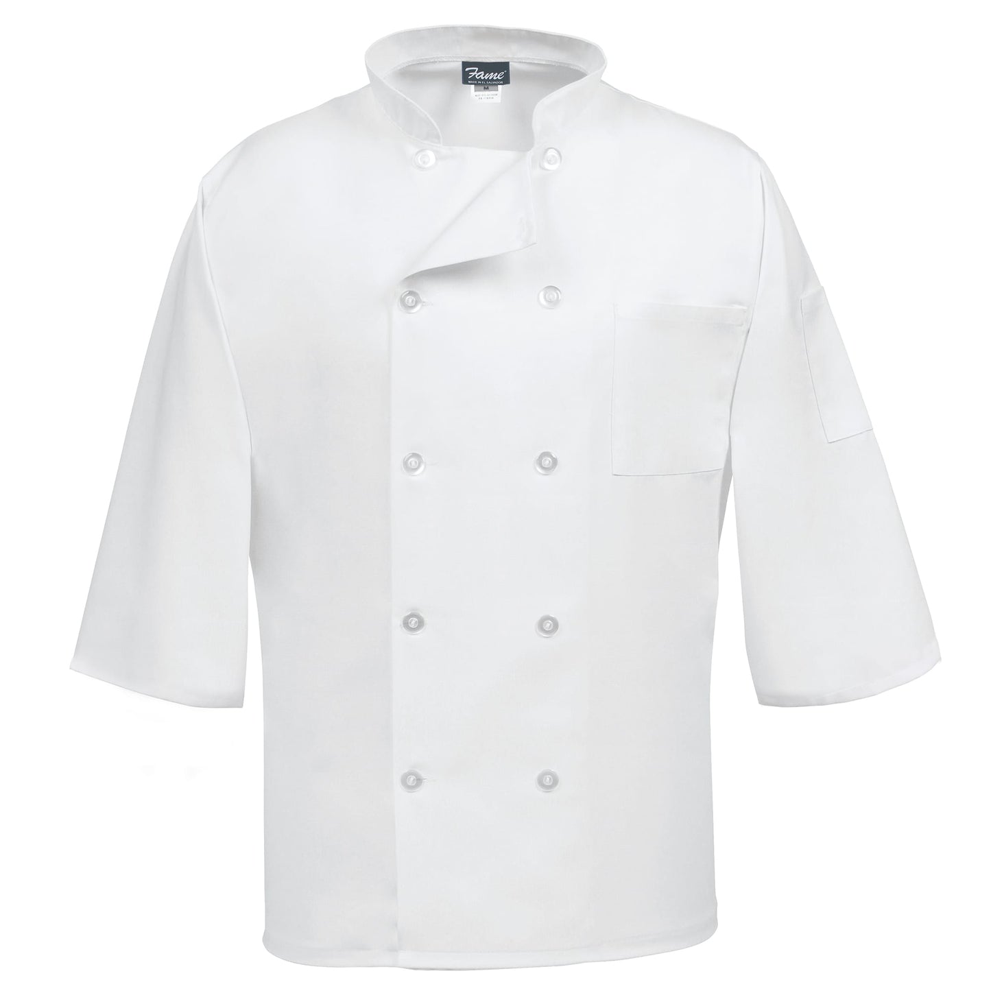 Fame® Classic 10 Button Three-Quarter Sleeve Chef Coat - C10P-3/4 (more colors)