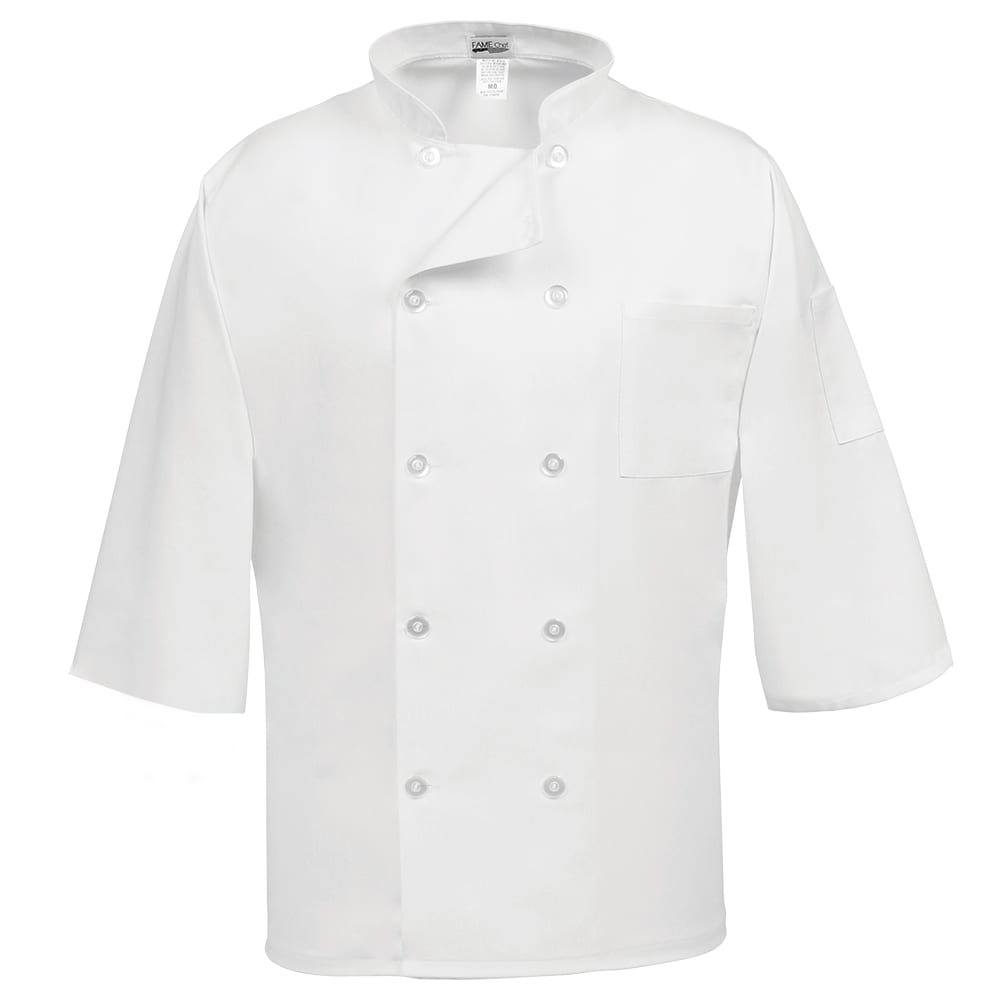 Fame® Classic 10 Button Three-Quarter Sleeve Chef Coat - C10P-3/4 (more colors)