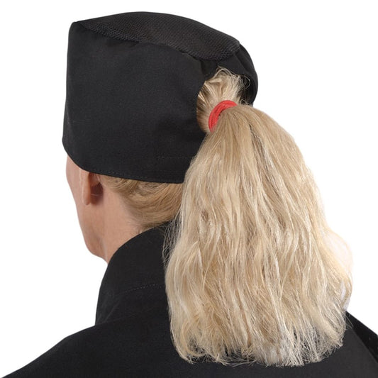 C19 - Unisex Beanie Chef Cap<br>w/ Mesh Top & Pony Tail Opening