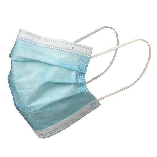 Single Use Disposable Face Mask w/ Ear Loops, Blue, 50 pack