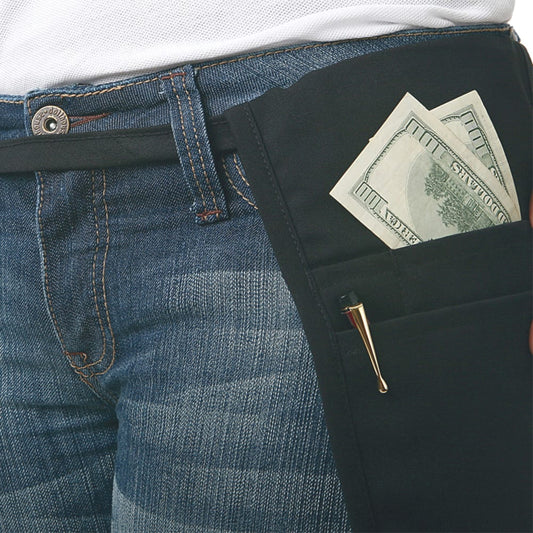 Fame® Black Money Pouch with Tie Belt - F31PT