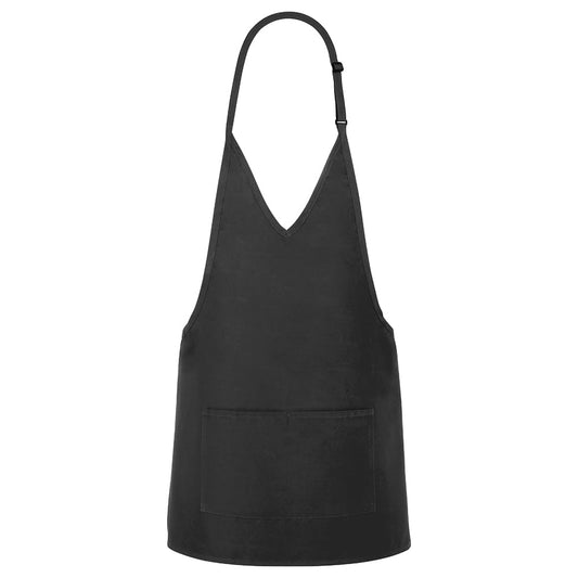 Fame® Adjustable V-Neck Bib Apron w/ Center Divided Patch Pocket - F34